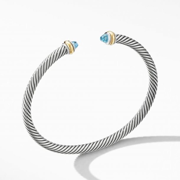 David Yurman Silver and Gold Bracelet with Blue Topaz